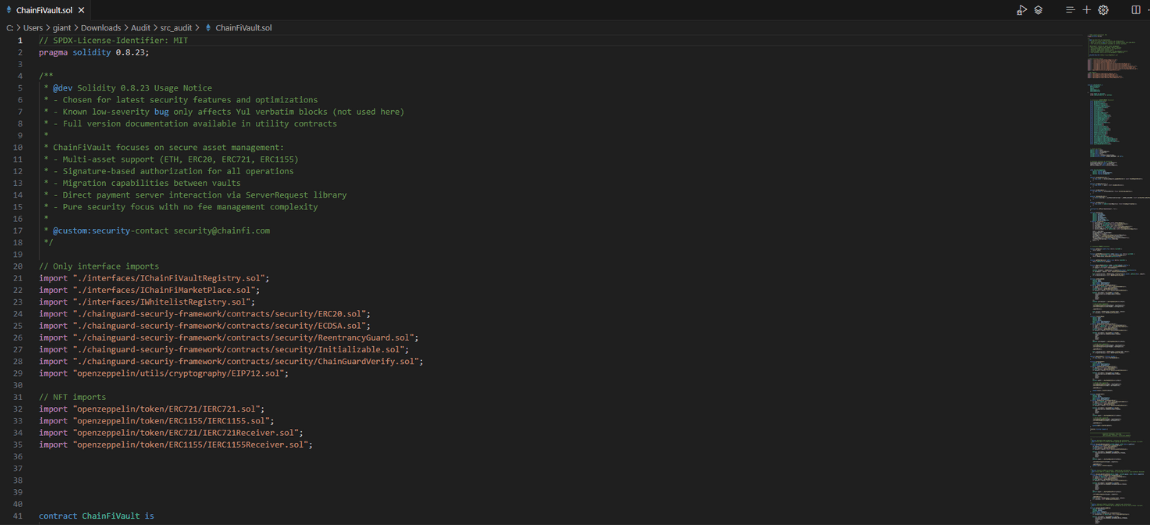 Chain-Fi Vault Smart Contract Code Example